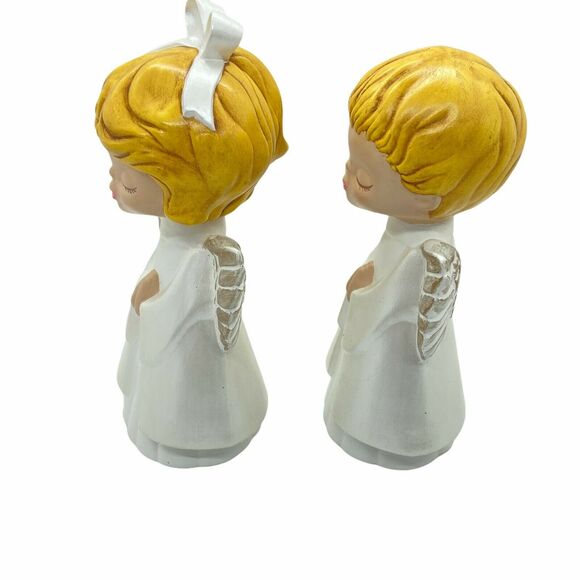 Choir Angels Singing Boy Girl Retro Figurines Hand Painted Kitsch Vintage 1972 - Picture 3 of 15